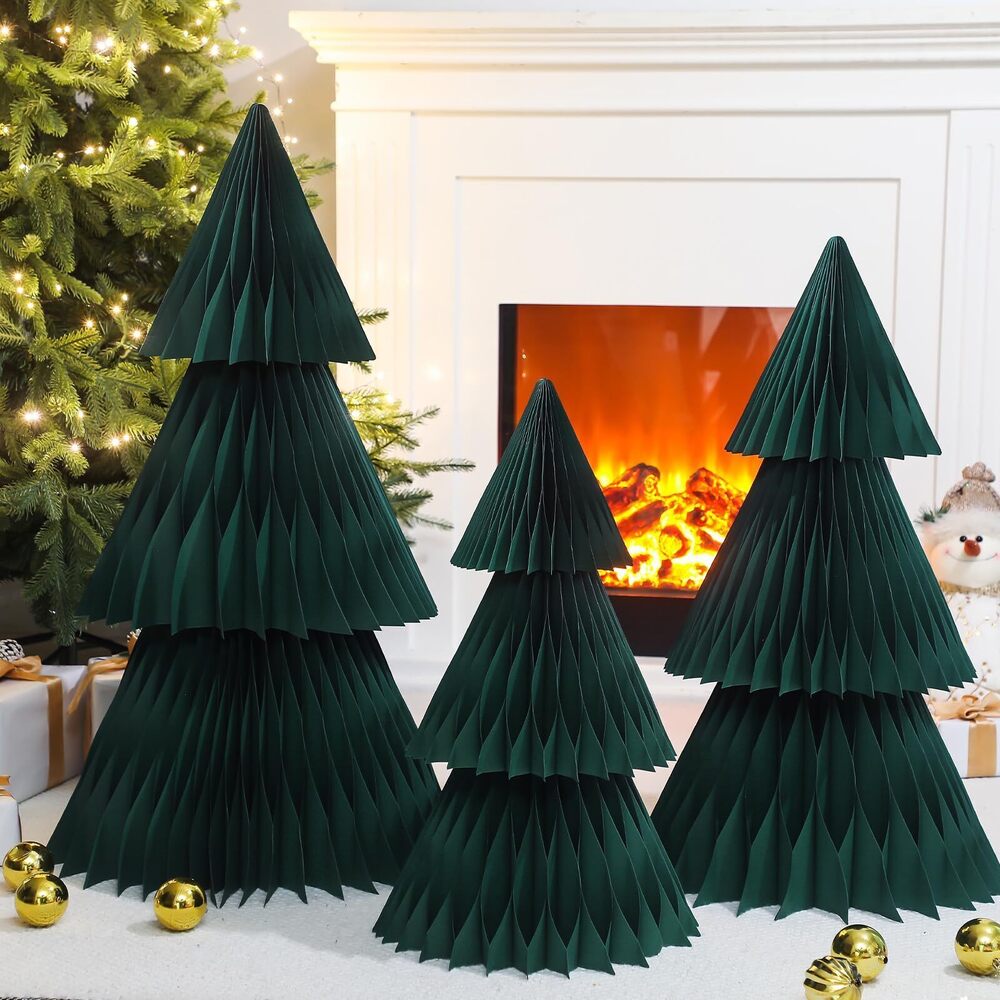 6913 3 Pcs Large Honeycomb Paper Christmas Trees - 2ft 2.5ft & 3ft